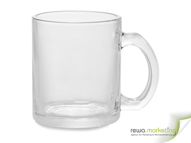Glastasse glasklar inkl. individueller Aufdruck